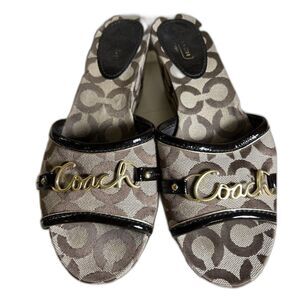Coach "CARISSA" Signature Logo Wedge Sandals Size 8